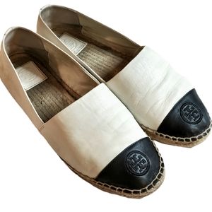 Tory Burch Black and Cream Flat Shoes